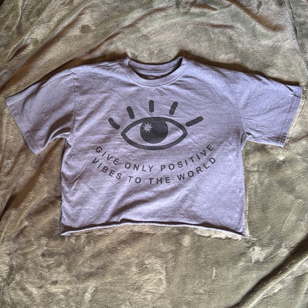 Gray Graphic Crop Top Size M